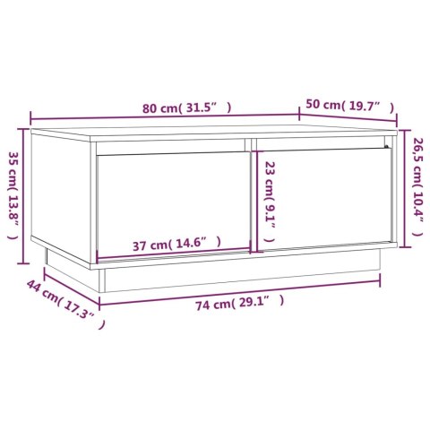 Stolik kawowy, szary, 80x50x35 cm, lite drewno sosnowe