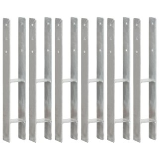 Kotwy do słupków, 6 szt., srebrne, 8 x 6 x 60 cm, stal