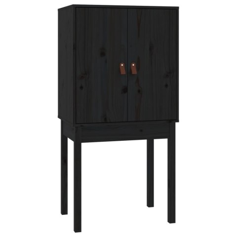 Kredens, czarny, 60x40x120 cm, lite drewno sosnowe