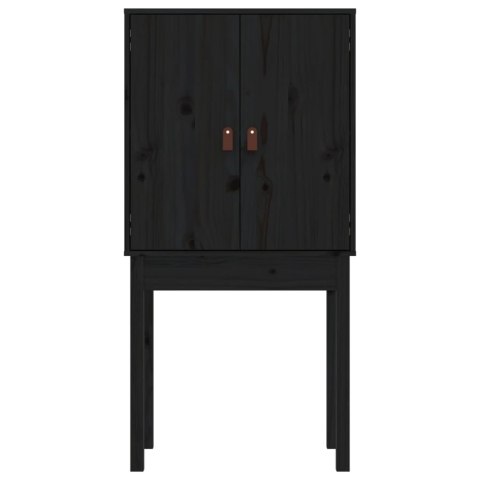 Kredens, czarny, 60x40x120 cm, lite drewno sosnowe