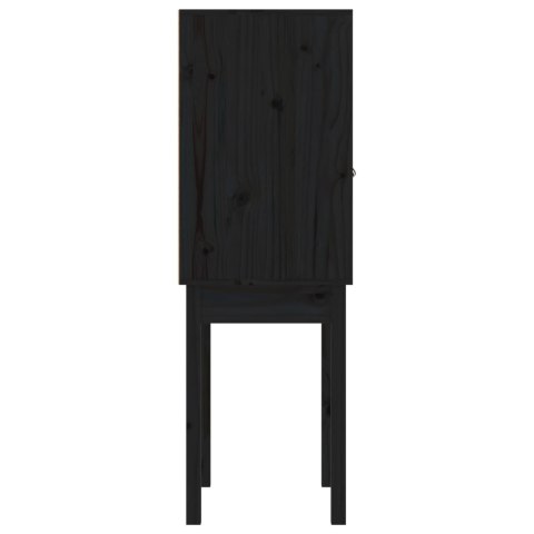 Kredens, czarny, 60x40x120 cm, lite drewno sosnowe