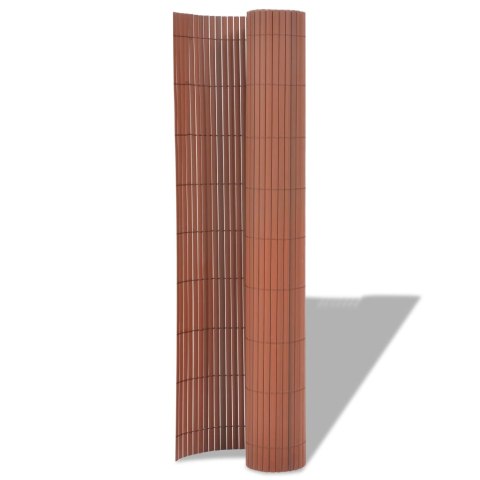 Dwustronne ogrodzenie ogrodowe, PVC, 90x500 cm, brązowe