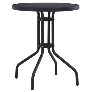 Stolik ogrodowy, czarny, 80 cm, stal i szkło