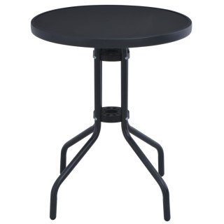 Stolik ogrodowy, czarny, 80 cm, stal i szkło