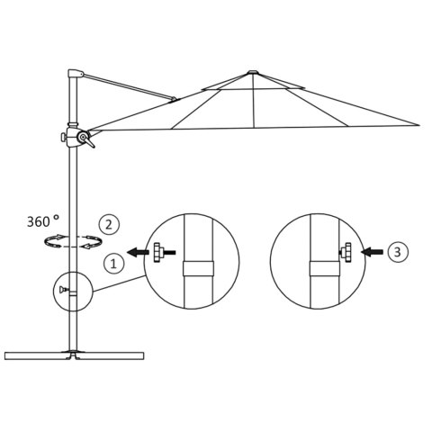 Parasol wiszący ze stalowym słupkiem, 300 cm, kolor taupe