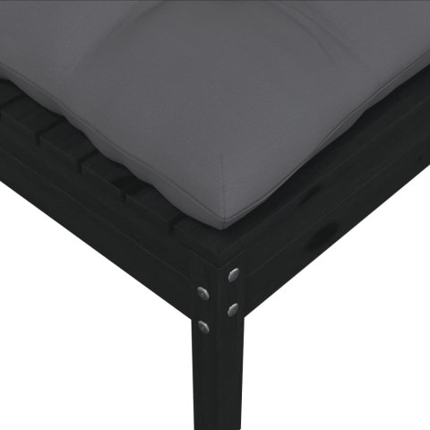 2-osobowa sofa ogrodowa z poduszkami, czarna, drewno sosnowe