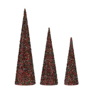 Ozdoby świąteczne Krist+ Niebieski Fuksja Cekiny Boże Narodzenie 16,5 x 60 x 16,5 cm Stożki 3 Części