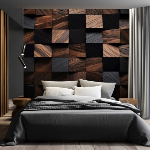 Fototapeta, Mozaika drewniana kostka 3D - 150x105