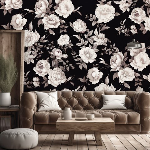 Fototapeta, Czarno białe kwiaty - 400x280