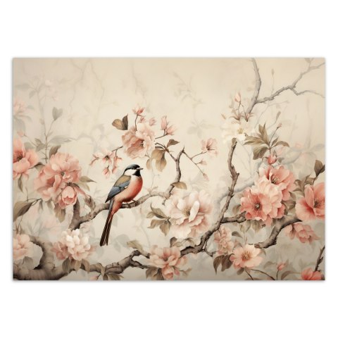 Fototapeta, Ptak i kwiaty vintage - 400x280