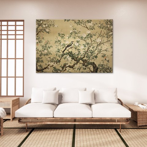 Obraz na płótnie, Ptak Abstrakcja Chinoiserie - 90x60