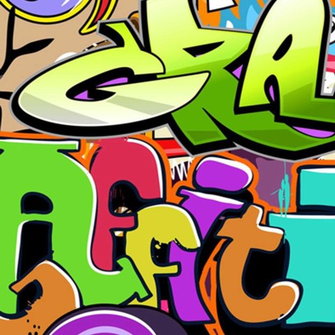 Parawan dwustronny obrotowy, Abstrakcja z graffiti - 110x170