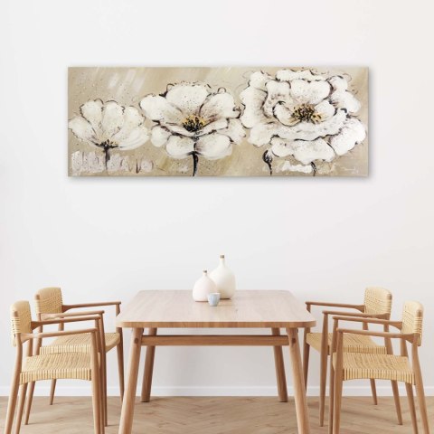 Obraz na płótnie, Malowane kwiaty boho - 120x40