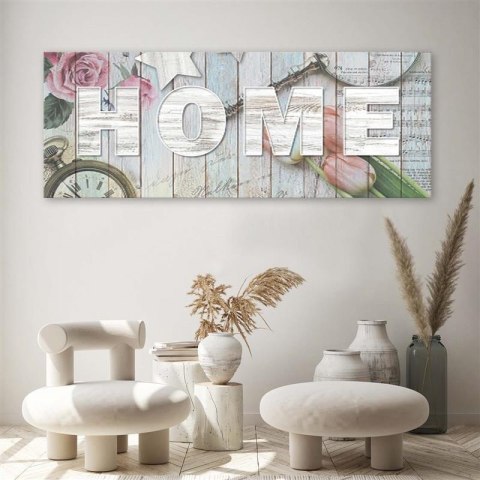 Obraz na płótnie, Rustykalny styl napis Home - 120x40