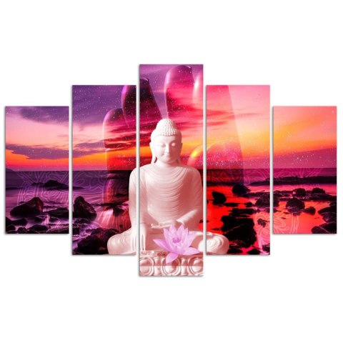 Obraz pięcioczęściowy na płótnie, Budda na tle oceanu - 200x100