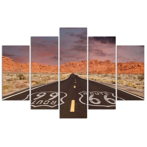 Obraz pięcioczęściowy na płótnie, Route 66 Road - 100x70