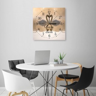 Obraz z zegarem, Zakochane łabędzie - 60x60