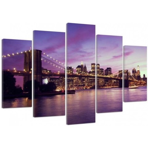 Obraz 5 częściowy na płótnie, Manhattan o zachodzie słońca - 150x100