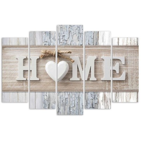Obraz 5 częściowy na płótnie, Napis Home w skandynawskim stylu - 200x100
