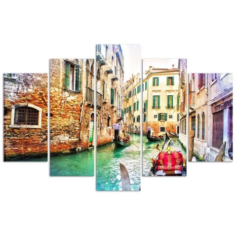 Obraz 5 częściowy na płótnie, Wyprawa do Wenecji - 200x100