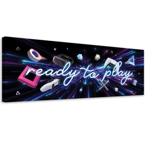 Obraz na płótnie, Napis ready to play - 90x30