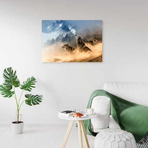 Obraz na płótnie, Wyjące wilki - 90x60