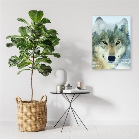 Obraz na płótnie, Wilk na tle lasu - 60x90