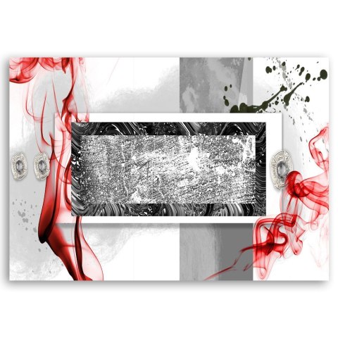 Obraz na płótnie, Abstrakcja czerwono szara - 90x60