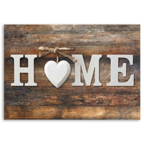 Obraz na płótnie, Napis Home Serce Drewno Vintage - 100x70