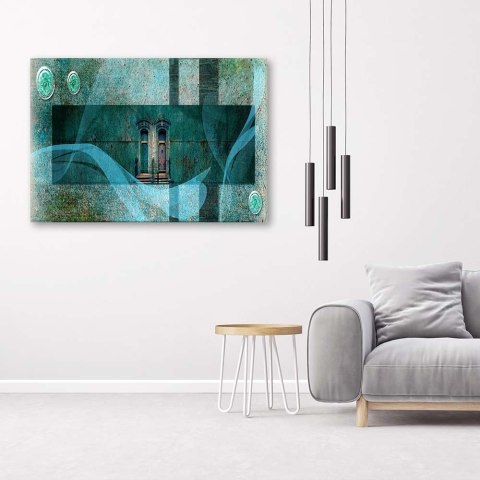 Obraz na płótnie, Okno, architektura, turkusowy - 90x60