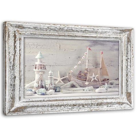 Obraz na płótnie, Pamiątki znad morza shabby chic - 100x70