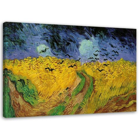 Obraz na płótnie, Pole pszenicy z krukami - V. van Gogh reprodukcja - 60x40