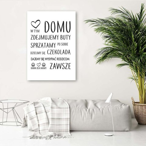 Obraz na płótnie, W tym domu, typograficzny - 60x90