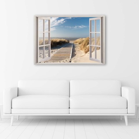 Obraz na płótnie, Okno kładka na plażę - 100x70