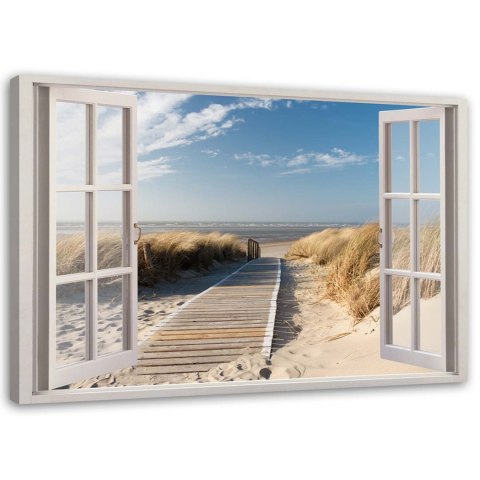 Obraz na płótnie, Okno kładka na plażę - 60x40