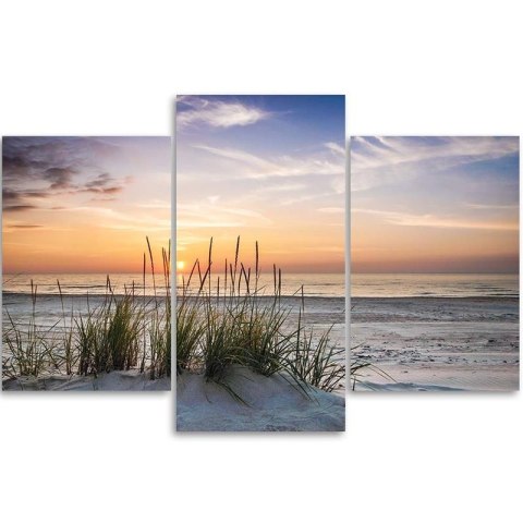 Obraz trzyczęściowy na płótnie, Plaża o zachodzie słońca - 90x60