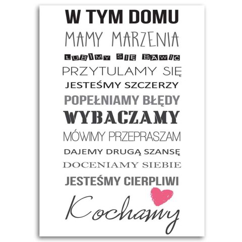 Obraz na płótnie, W tym domu typografia - 70x100