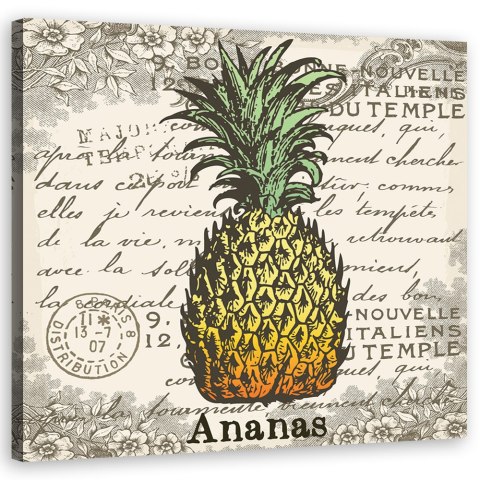 Obraz na płótnie, Ananas vintage - 30x30