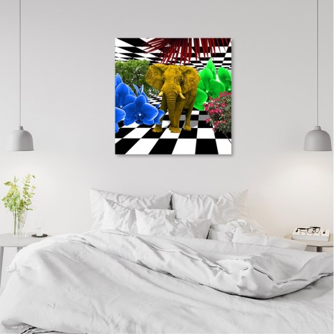 Obraz, Kolorowy słoń - 40x40