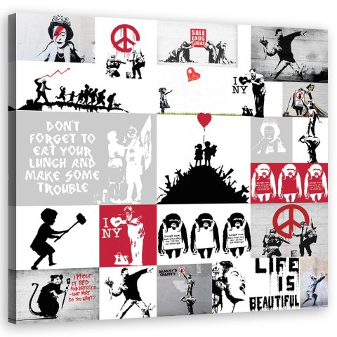 Obraz, Banksy street art graffiti kolaż - 60x60