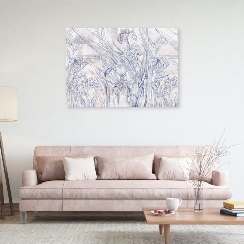 Obraz, Niebieskie kontury kwiatów - 60x40