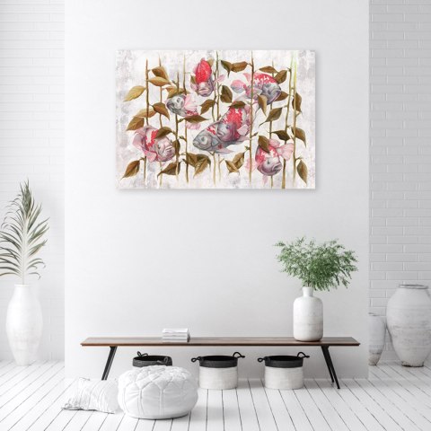 Obraz na płótnie, Czerwone ryby Koi - 60x40