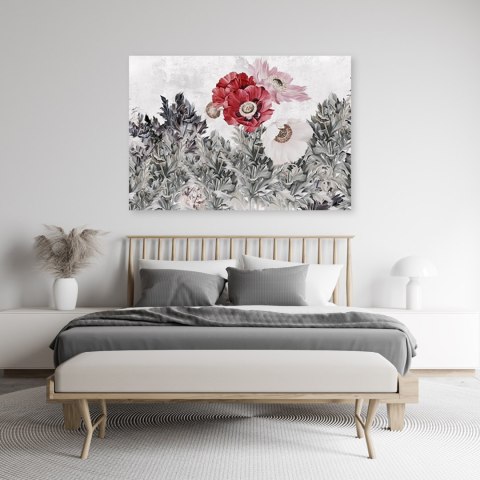 Obraz, Malowane czerwone maki w ogrodzie - 90x60