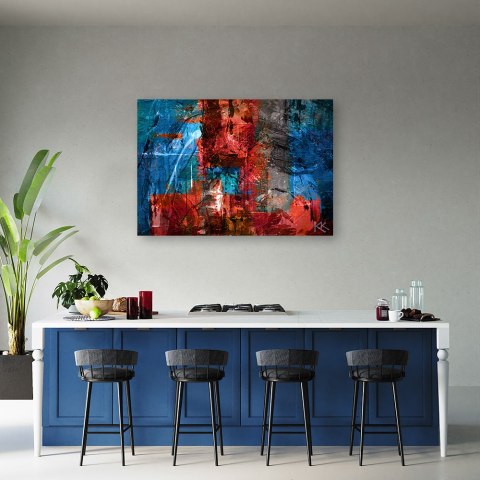 Obraz na płótnie, Czerwona abstrakcja ręcznie malowana - 60x40