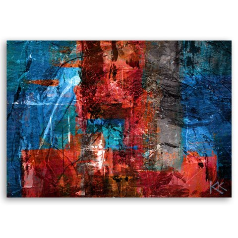 Obraz na płótnie, Czerwona abstrakcja ręcznie malowana - 60x40