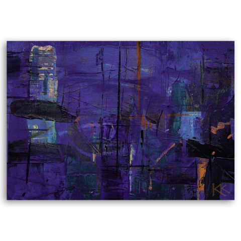 Obraz na płótnie, Fioletowa abstrakcja ręcznie malowana - 60x40