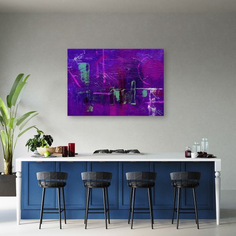 Obraz na płótnie, Fioletowa abstrakcja ręcznie malowana - 60x40