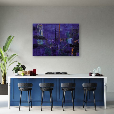 Obraz na płótnie, Fioletowa abstrakcja ręcznie malowana - 90x60