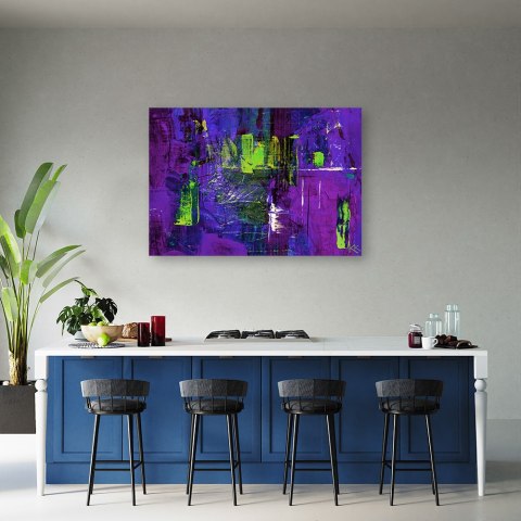Obraz na płótnie, Fioletowa abstrakcja ręcznie malowana - 90x60