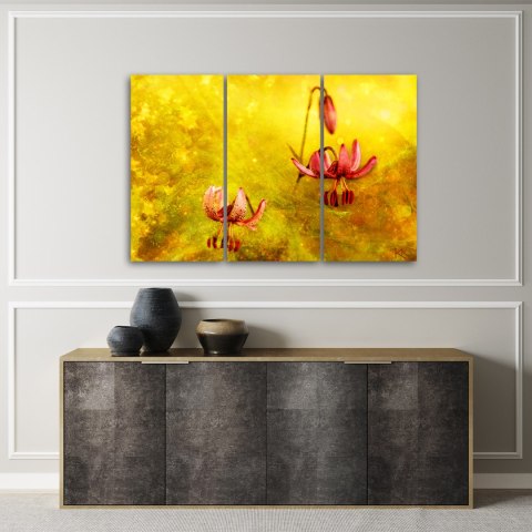 Obraz trzyczęściowy na płótnie, Zwiędłe tulipany kwiaty - 90x60